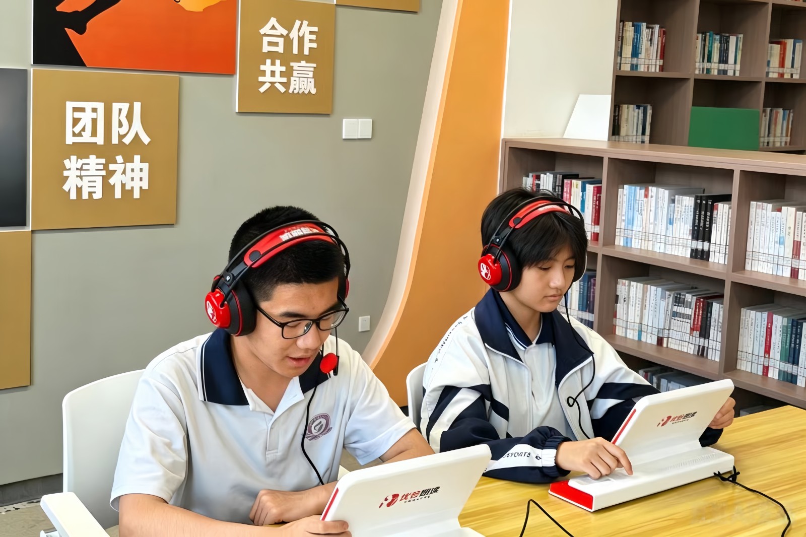 图为右玉三中学子在智慧阅览室备战中考